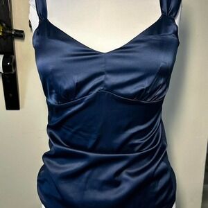 Y2K Ann Taylor satin camisole top in rich navy blue